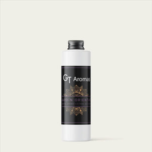 Botella de recarga GT Aromas Jardín Oriental, aceite aromático sostenible para difusor.